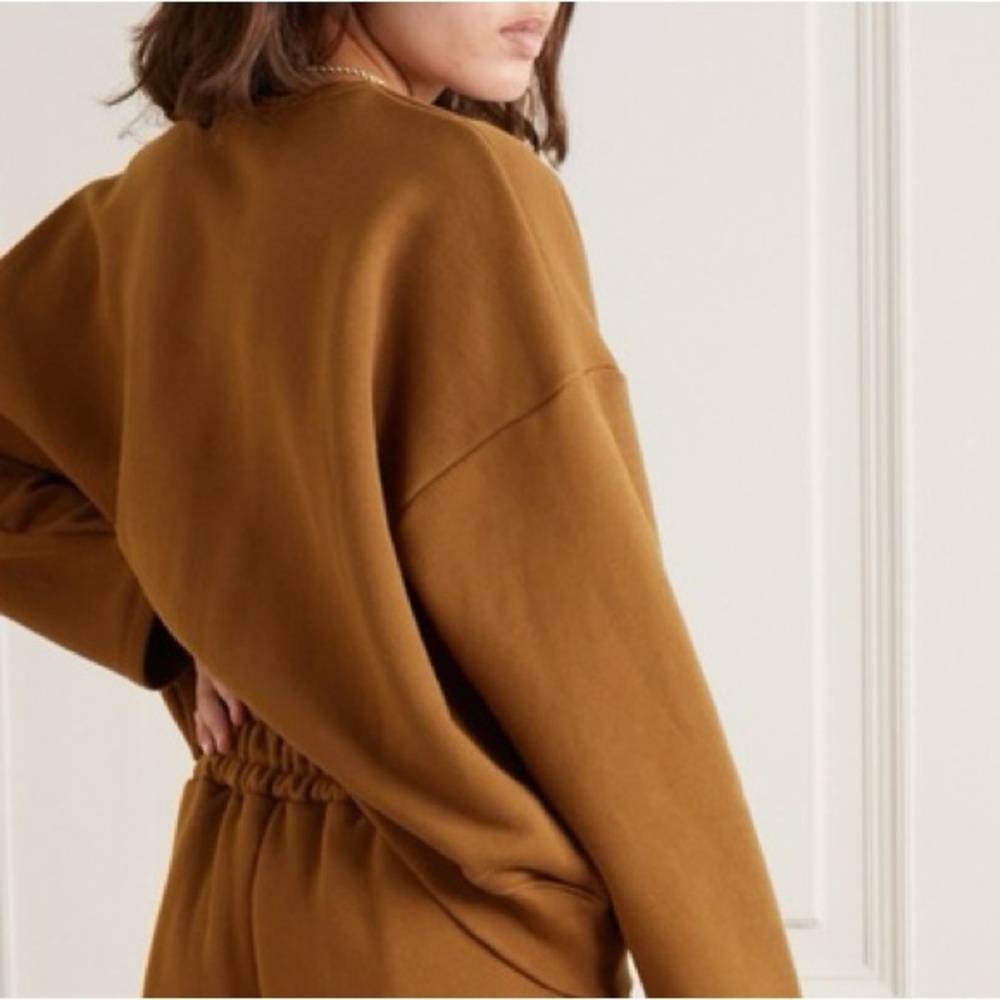 Frankie Shop Jamie Cotton-Jersey Camel Brown Sweatshirt ONLY - Picture 2 of 6